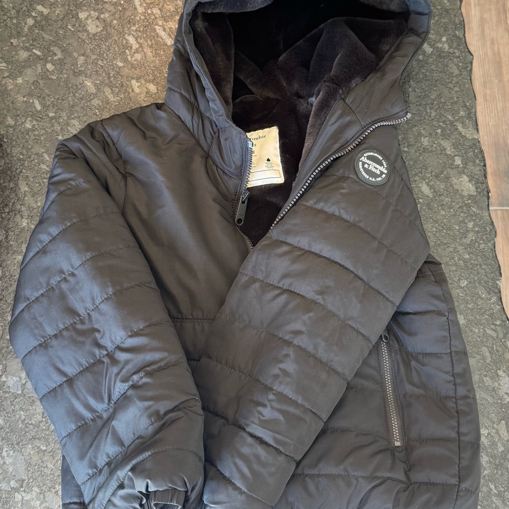 Abercrombie Kids Black Faux Fur Jacket